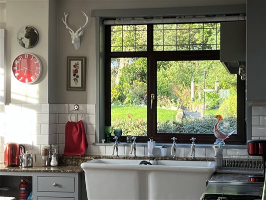 The rear garden viewed from the kitchen 